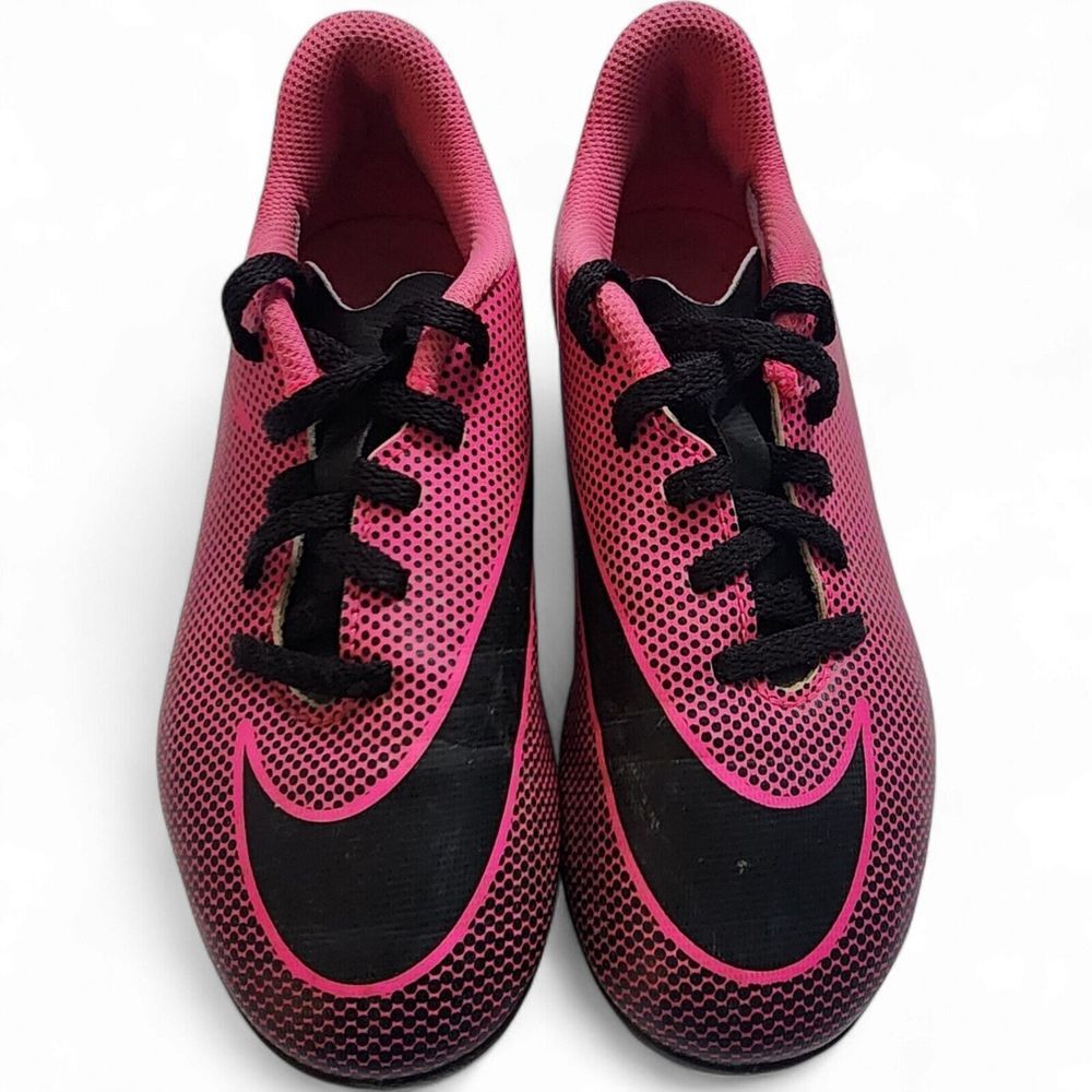 NIKE JR BRAVATA II FG CHILDREN 1.5 Y SOCCER CLEATS SHOES PINK‎ BLACK ATHLETIC